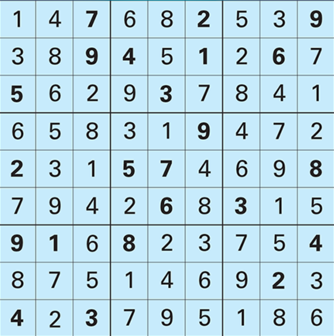 Facit till årets sudoku